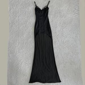NWOT 3Wishes Womens Black Spaghetti Strap Evening Dress (size XS)